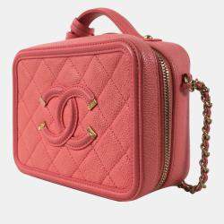 Chanel Peach Leather Small Filigree Shoulder Bags