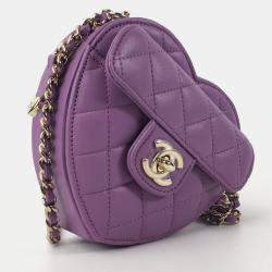 Chanel Purple Leather XS CC In Love Heart Shoulder Bags