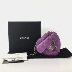 Chanel Purple Leather XS CC In Love Heart Shoulder Bags