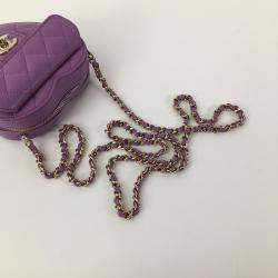 Chanel Purple Leather XS CC In Love Heart Shoulder Bags