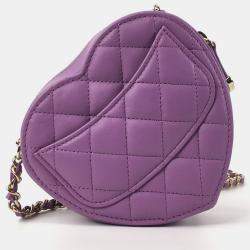 Chanel Purple Leather XS CC In Love Heart Shoulder Bags