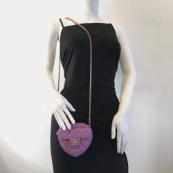 Chanel Purple Leather XS CC In Love Heart Shoulder Bags