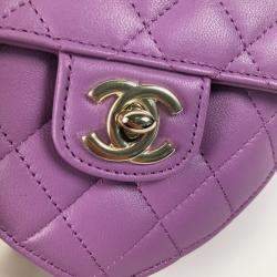 Chanel Purple Leather XS CC In Love Heart Shoulder Bags