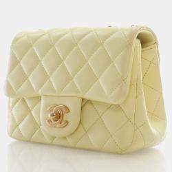 Chanel Quilted Lambskin Mini Sweet Camellia Adjustable Chain Square Flap Bag 