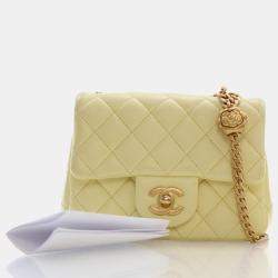 Chanel Quilted Lambskin Mini Sweet Camellia Adjustable Chain Square Flap Bag 