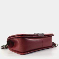 Chanel Red Lambskin Leather Medium Boy Bag