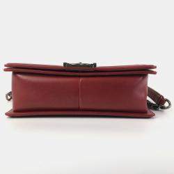 Chanel Red Lambskin Leather Medium Boy Bag