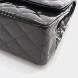 Chanel Black Patent Leather Jumbo Classic Double Flap Shoulder Bags