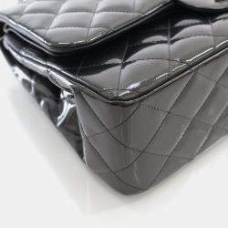 Chanel Black Patent Leather Jumbo Classic Double Flap Shoulder Bags