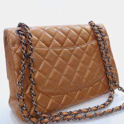 Chanel Brpnze Patent Leather Jumbo Classic Double Flap Shoulder Bag