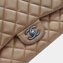 Chanel Brpnze Patent Leather Jumbo Classic Double Flap Shoulder Bag