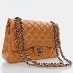 Chanel Brpnze Patent Leather Jumbo Classic Double Flap Shoulder Bag