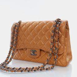 Chanel Brpnze Patent Leather Jumbo Classic Double Flap Shoulder Bag