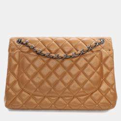 Chanel Brpnze Patent Leather Jumbo Classic Double Flap Shoulder Bag