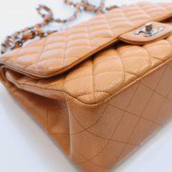Chanel Brpnze Patent Leather Jumbo Classic Double Flap Shoulder Bag