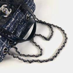 Chanel Blue Quilted Glazed Calfskin and Tweed Portobello Top Handle Bags