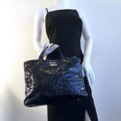 Chanel Blue Quilted Glazed Calfskin and Tweed Portobello Top Handle Bags