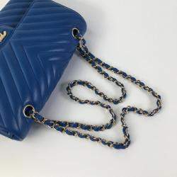 Chanel Blue Lambskin Leather Medium Classic Double Flap Shoulder Bag