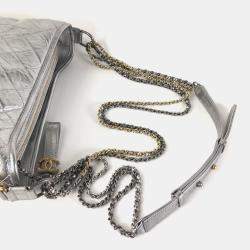Chanel Silver Leather Medium Gabrielle Shoulder Bags