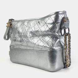 Chanel Silver Leather Medium Gabrielle Shoulder Bags