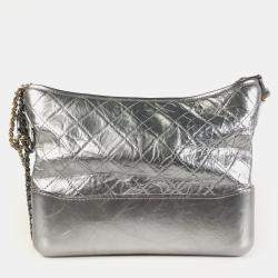 Chanel Silver Leather Medium Gabrielle Shoulder Bags