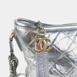 Chanel Silver Leather Medium Gabrielle Shoulder Bags