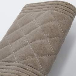 Chanel Grey Quilted Caviar Leather Boy Wallet