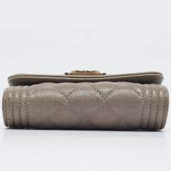 Chanel Grey Quilted Caviar Leather Boy Wallet
