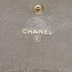 Chanel Grey Quilted Caviar Leather Boy Wallet