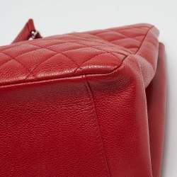 Chanel Red Quilted Caviar Leather Grand Shopper Tote