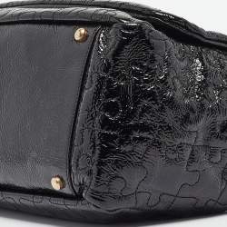 Pre Owned Chanel Black Patent Leather Puzzle Accordion Flap Bag