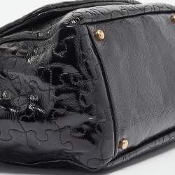 Pre Owned Chanel Black Patent Leather Puzzle Accordion Flap Bag