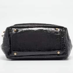 Pre Owned Chanel Black Patent Leather Puzzle Accordion Flap Bag