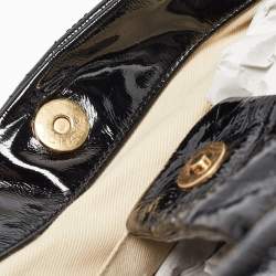 Pre Owned Chanel Black Patent Leather Puzzle Accordion Flap Bag
