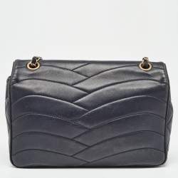 Pre Owned Chanel Navy Blue Quilted Leather Medium Pagoda Flap Bag