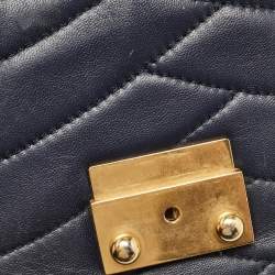 Pre Owned Chanel Navy Blue Quilted Leather Medium Pagoda Flap Bag