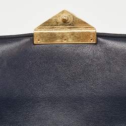 Pre Owned Chanel Navy Blue Quilted Leather Medium Pagoda Flap Bag