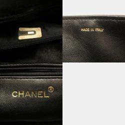 Chanel Black Suede Multicolor Stone Gold Chain Shoulder Bag 