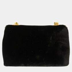 Chanel Black Suede Multicolor Stone Gold Chain Shoulder Bag 