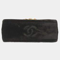 Chanel Black Suede Multicolor Stone Gold Chain Shoulder Bag 