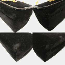 Chanel Black Suede Multicolor Stone Gold Chain Shoulder Bag 