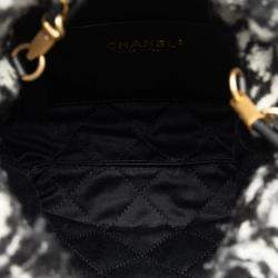 Chanel Black Cotton Camellia Chanel 22 Hobo Bag