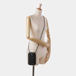 Pre Owned Chanel Black CC Quilted Lambskin Zip Phone Case