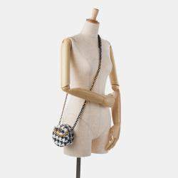 Chanel White Tweed 19 Round Clutch with Chain