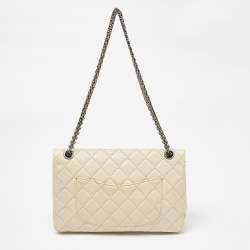 Pre Owned Chanel Cream Quilted Aged Leather Classic 226 Reissue 2.55 Flap Bag