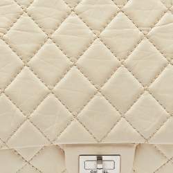 Pre Owned Chanel Cream Quilted Aged Leather Classic 226 Reissue 2.55 Flap Bag