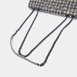Pre Owned Chanel Black/Ivory Patterned Leather Chain Shoulder Bag