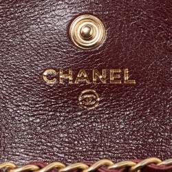 Pre Owned Chanel Red Quilted Patent Leather CC Mini Chain Belt Bag