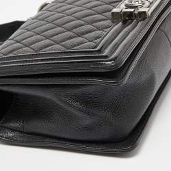 Chanel Black Quilted Patent and Leather Medium Boy Flap Bag