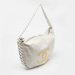 Chanel White Leather CC Modern Chain Hobo